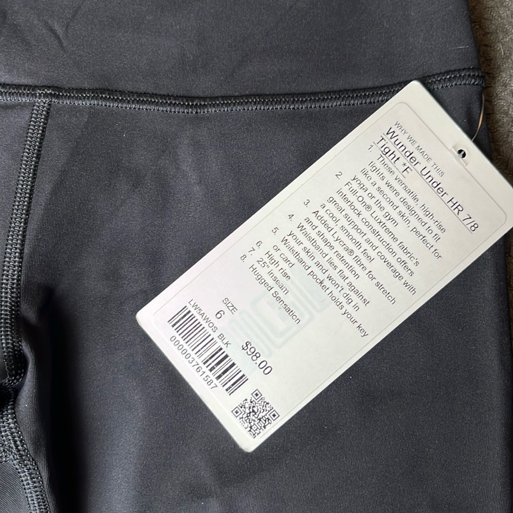 NWT lululemon black wunder under tight